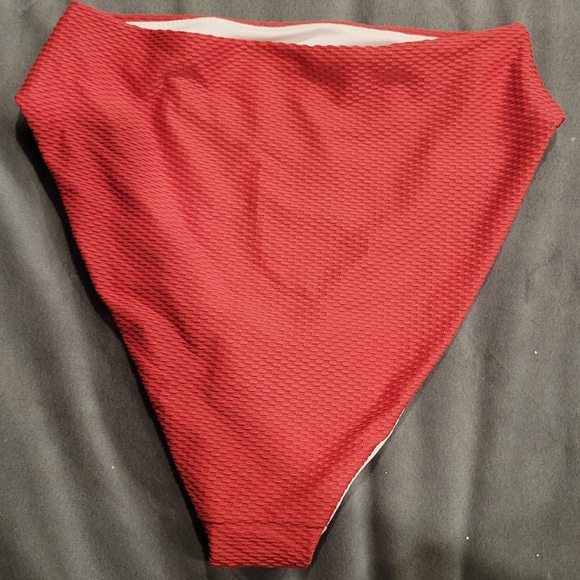Chelsea Red Textured High Waist Bikini Bottoms SZ XS NWOT - Picture 3 of 5